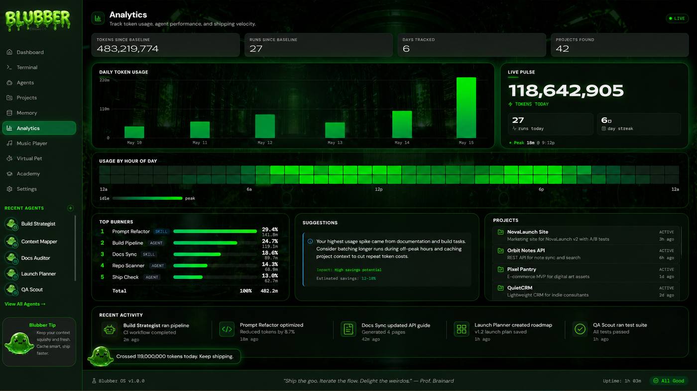 Blubber OS analytics screen